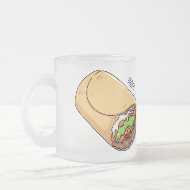 Caneca De Café Vidro Jateado Ilustração de desenho animado burrito (Esquerda)