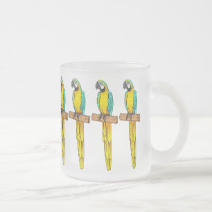 Caneca De Café Vidro Jateado Ilustração de desenho animado com arara-arara-azul