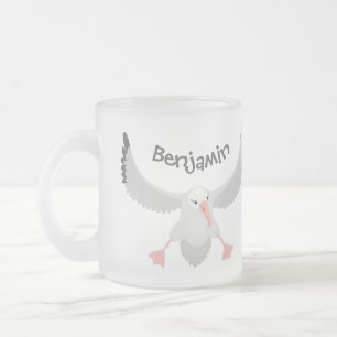 Caneca De Café Vidro Jateado Ilustração de desenho animado de albatroz fofo voa
