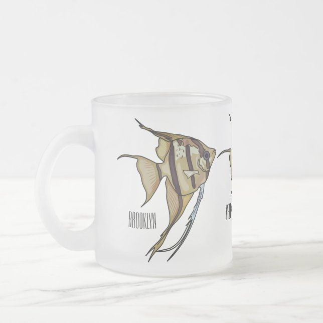 Caneca De Café Vidro Jateado Ilustração de desenho animado de Angelfish (Esquerda)