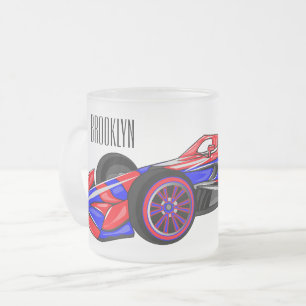 Caneca De Café Vidro Jateado Ilustração de desenho animado de automóveis de cor