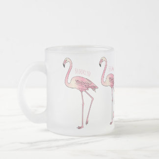 Caneca De Café Vidro Jateado ilustração de desenho animado de ave flamingo 