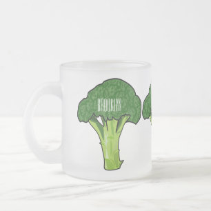 Caneca De Café Vidro Jateado Ilustração de desenho animado de brócolis