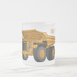 Caneca De Café Vidro Jateado Ilustração de desenho animado de caminhão de trans