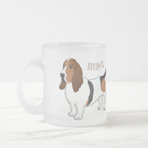Caneca De Café Vidro Jateado Ilustração de desenho animado de cão de cão de cão