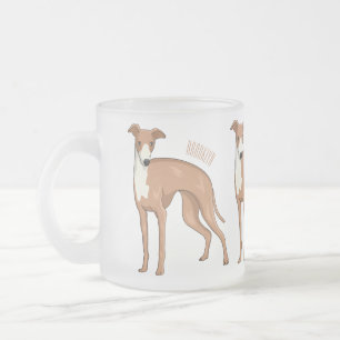 Caneca De Café Vidro Jateado Ilustração de desenho animado de cão Greyhound