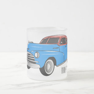 Caneca De Café Vidro Jateado Ilustração de desenho animado de carro clássico de
