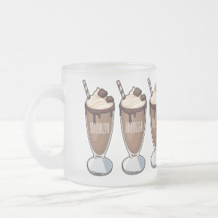 Caneca De Café Vidro Jateado Ilustração de desenho animado de Chocolate Milksha