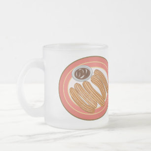 Caneca De Café Vidro Jateado Ilustração de desenho animado de Churro