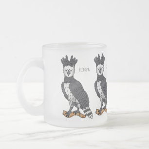 Caneca De Café Vidro Jateado Ilustração de desenho animado de Harpy eagle
