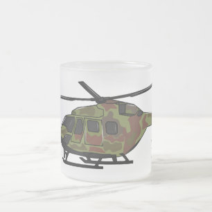 Caneca De Café Vidro Jateado Ilustração de desenho animado de helicóptero do ex