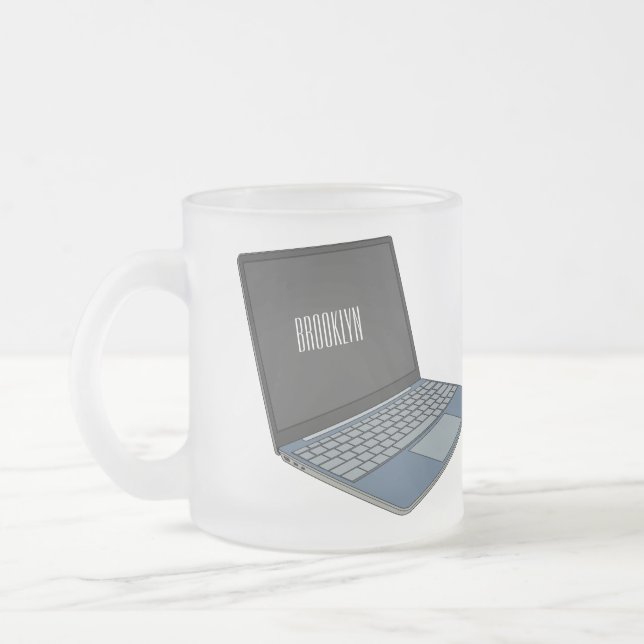 Caneca De Café Vidro Jateado ilustração de desenho animado de laptop (Esquerda)