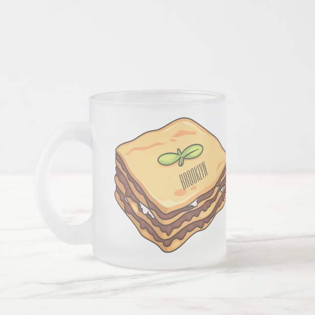 Caneca De Café Vidro Jateado Ilustração de desenho animado de Lasagna (Esquerda)