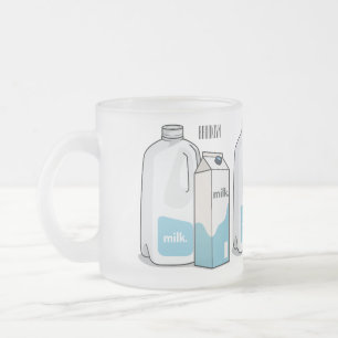 Caneca De Café Vidro Jateado Ilustração de desenho animado de leite