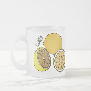 Caneca De Café Vidro Jateado Ilustração de desenho animado de limão