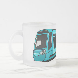 Caneca De Café Vidro Jateado Ilustração de desenho animado de locomotiva elétri