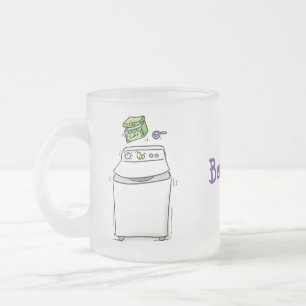 Caneca De Café Vidro Jateado Ilustração de desenho animado de máquina de lavar 