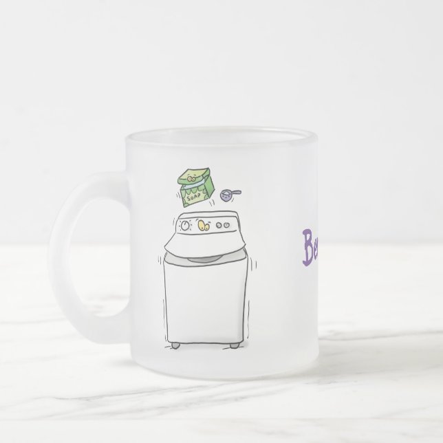 Caneca De Café Vidro Jateado Ilustração de desenho animado de máquina de lavar  (Esquerda)