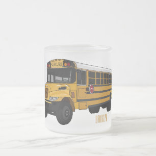 Caneca De Café Vidro Jateado Ilustração de desenho animado de ônibus escolar