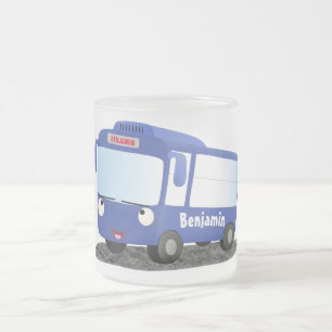 Caneca De Café Vidro Jateado Ilustração de desenho animado de ônibus moderno