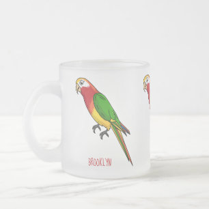 Caneca De Café Vidro Jateado Ilustração de desenho animado de papagaio feliz e