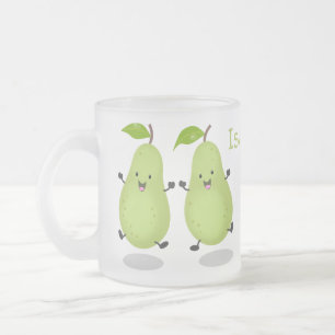 Caneca De Café Vidro Jateado Ilustração de desenho animado de pares de pera