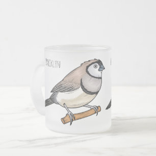 Caneca De Café Vidro Jateado Ilustração de desenho animado de pássaros de barba