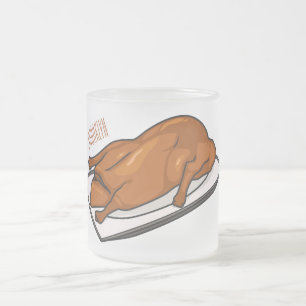 Caneca De Café Vidro Jateado Ilustração de desenho animado de patos-de-porco