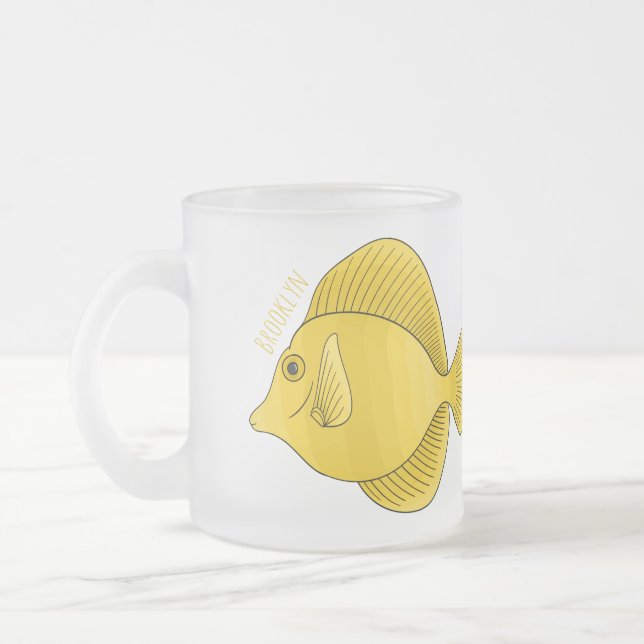 Caneca De Café Vidro Jateado Ilustração de desenho animado de peixe dançado ama (Esquerda)