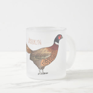 Caneca De Café Vidro Jateado Ilustração de desenho animado de pheasant de pesco