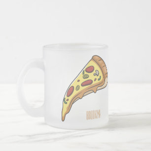 Caneca De Café Vidro Jateado Ilustração de desenho animado de pizza