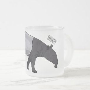 Caneca De Café Vidro Jateado Ilustração de desenho animado de Tapir