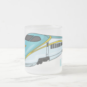 Caneca De Café Vidro Jateado Ilustração de desenho animado de trem de bala de a