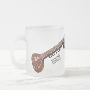 Caneca De Café Vidro Jateado Ilustração de desenho animado de violão