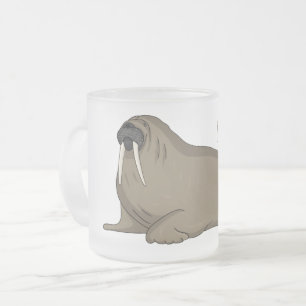 Caneca De Café Vidro Jateado Ilustração de desenho animado de Walrus