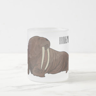 Caneca De Café Vidro Jateado Ilustração de desenho animado de Walrus