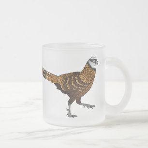 Caneca De Café Vidro Jateado ilustração de desenho animado do faisão de Reeves