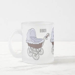 Caneca De Café Vidro Jateado Ilustração de desenho animado do stroller