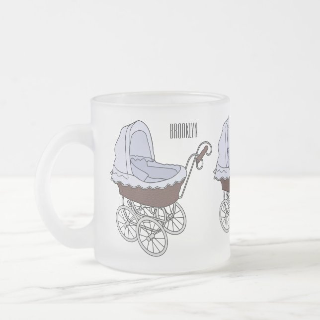 Caneca De Café Vidro Jateado Ilustração de desenho animado do stroller (Esquerda)