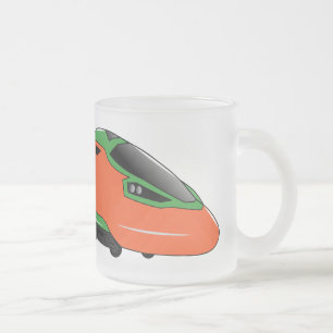 Caneca De Café Vidro Jateado Ilustração de desenho animado do trem de bala
