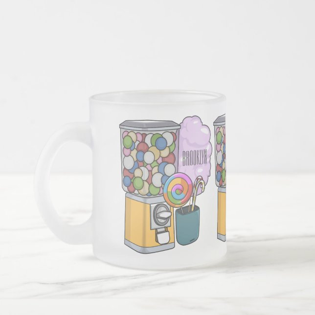 Caneca De Café Vidro Jateado Ilustração de desenho animado doce (Esquerda)