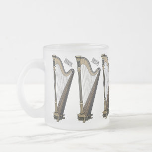 Caneca De Café Vidro Jateado Ilustração de desenho animado Harp