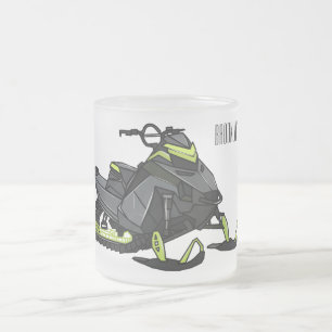 Caneca De Café Vidro Jateado Ilustração de desenho animado Snowmobile