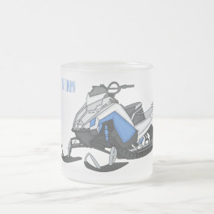 Caneca De Café Vidro Jateado Ilustração de desenho animado Snowmobile