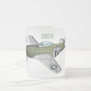 Caneca De Café Vidro Jateado Ilustração de desenho de avião militar