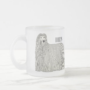 Caneca De Café Vidro Jateado Ilustração de desenho de cães Komondor