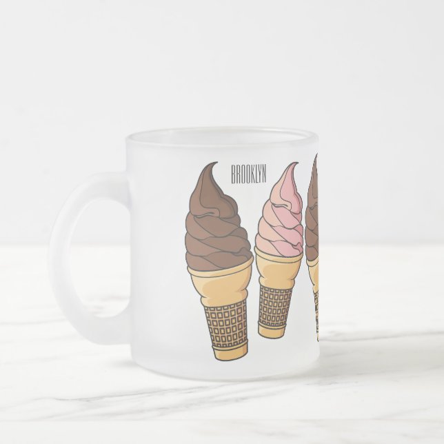 Caneca De Café Vidro Jateado ilustração de desenho de cone de sorvete (Esquerda)