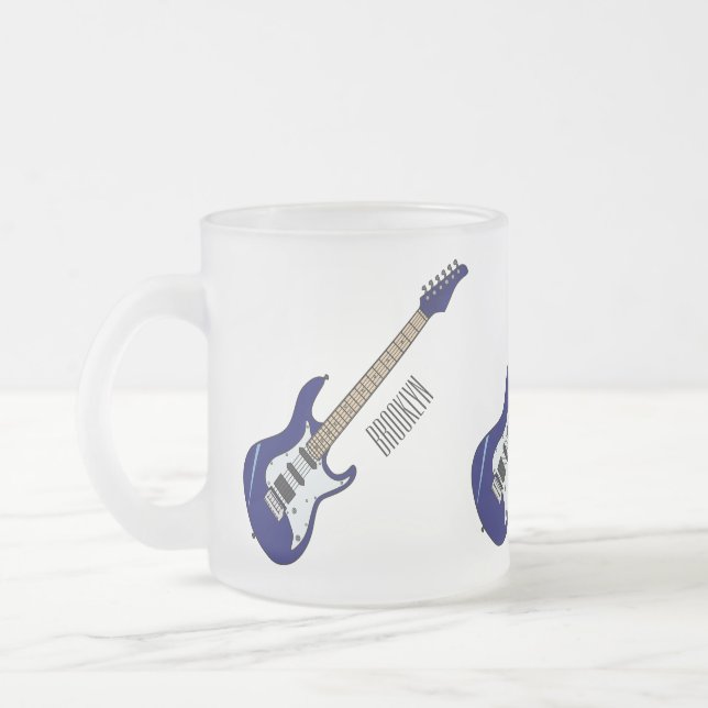 Caneca De Café Vidro Jateado Ilustração de desenho de guitarra elétrica (Esquerda)