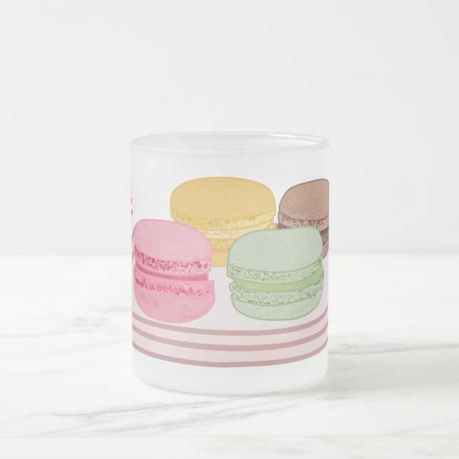 Caneca De Café Vidro Jateado Ilustração de desenho de Macaron (Centro)