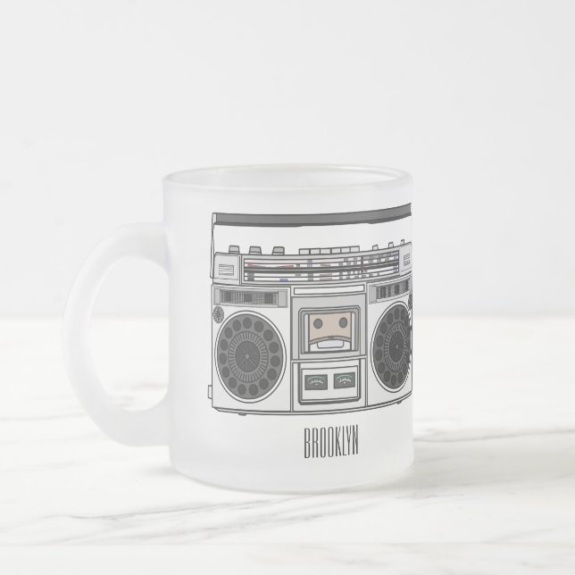 Caneca De Café Vidro Jateado Ilustração de desenho de rádio (Esquerda)